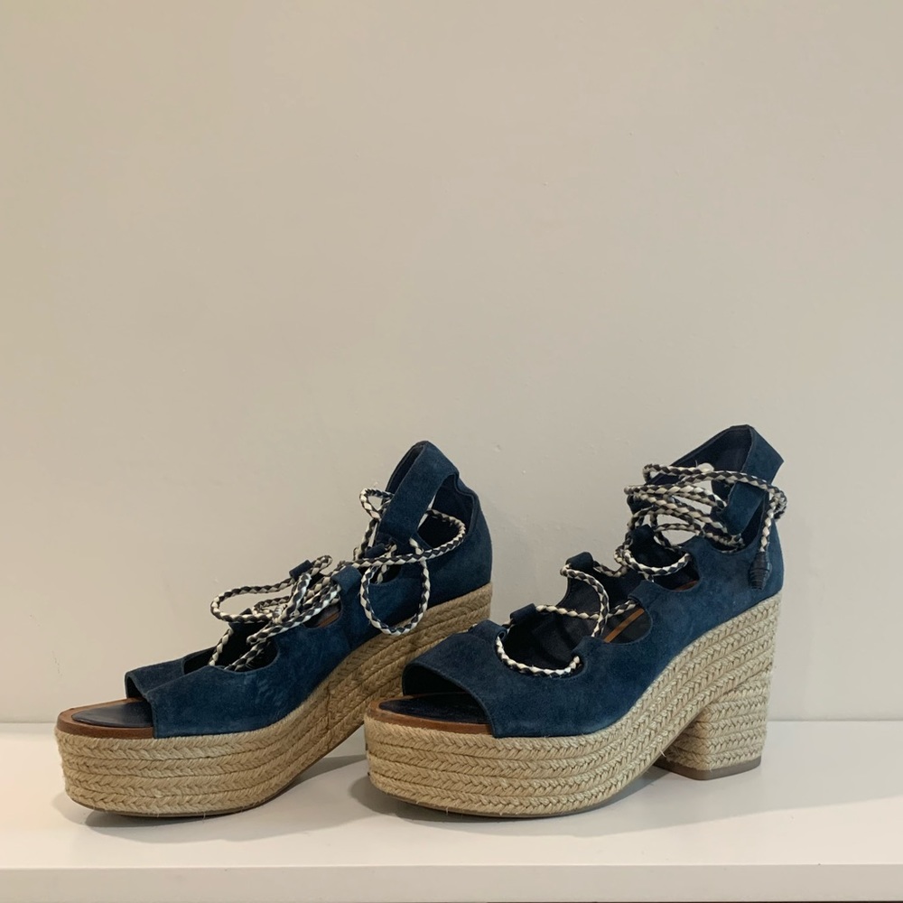 Tory Burch Positano Lace Up Wedge Espadrille